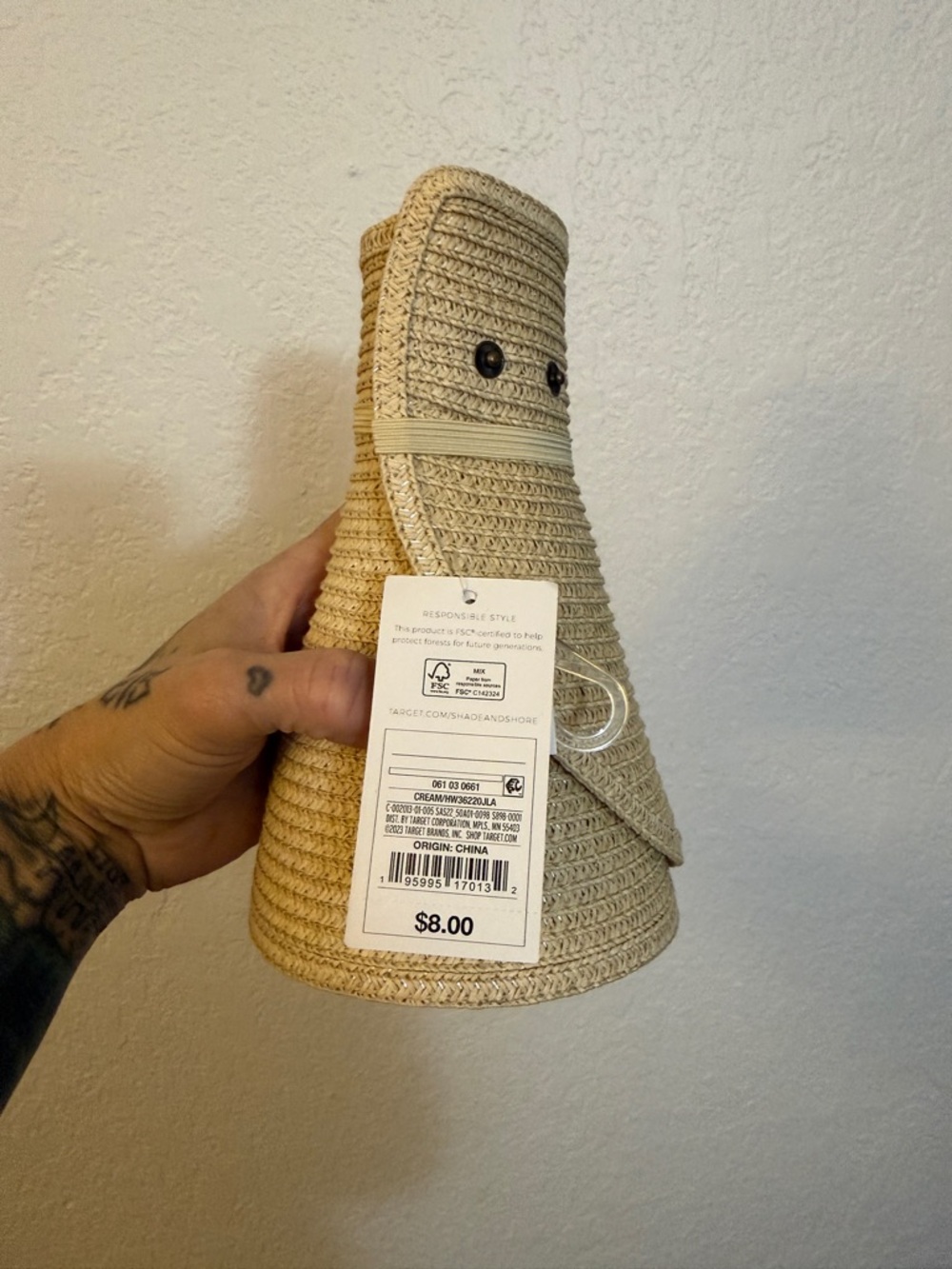 Roll Up Straw Visor Sun Hat - Cream